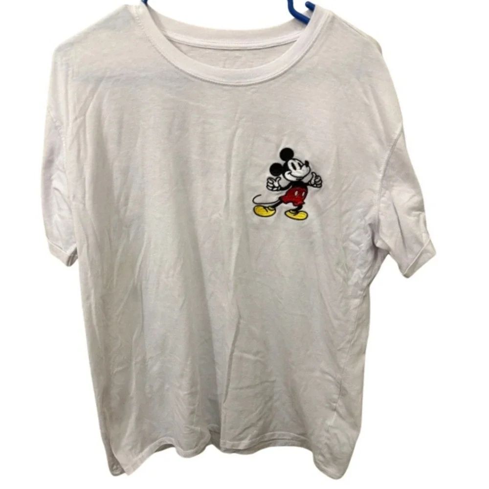 Disney Mickey Mouse Original Crew Graphic T-Shirt White XXL Embroidered Goofy